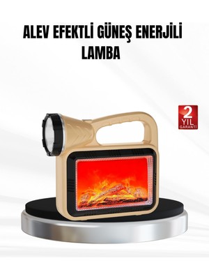 Astraltech Solar Alev Işığı Cob Teknolojili Taşınabilir El Feneri ve Kamp Lambası