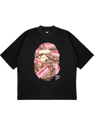 Pure Effect Unisex Oversize A Bathıng Ape Chocolate Baskılı Boxy Fit Kalın Kumaşlı (240GSM) T-Shirt