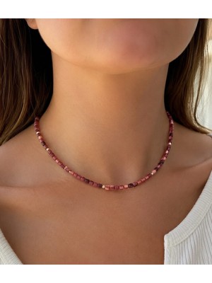 Bng Aksesuar Sedef Taşlı kahverengi Minimalist Choker Tasarım Kolye