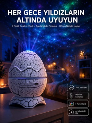 Mossem Yumurta Görünümlü Masa ve Gece Lambası Renk Değiştirebilen Projektör