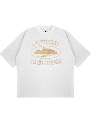 Pure Effect Unisex Oversize Corteız Cant Rush Baskılı Boxy Fit Kalın Kumaşlı (240GSM) T-Shirt
