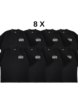 Pure Effect (8 Adet) Unisex Oversize Karışık Arka Ön Yazı Baskılı Boxy Fit Kalın Kumaşlı (240GSM) T-Shirt