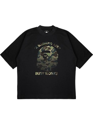 Pure Effect Unisex Oversize Bathıng Busy Works Shattered Baskılı Boxy Fit Kalın Kumaşlı (240GSM) T-Shirt