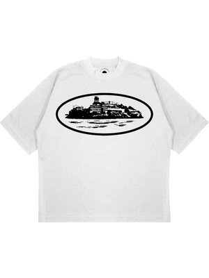 Pure Effect Unisex Oversize Corteız Island Bıg Baskılı Boxy Fit Kalın Kumaşlı (240GSM) T-Shirt