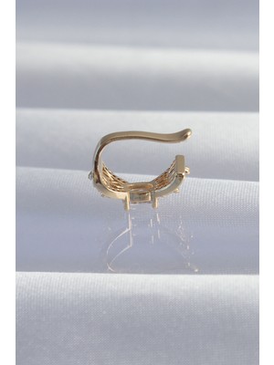 Esranın Dünyası Pirinç Gold Renk Zirkon Taş Kaplama Earcuff Küpe