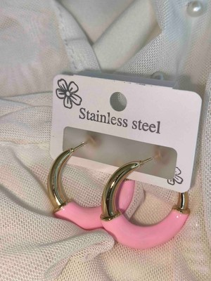 Pembe Mineli Küpe