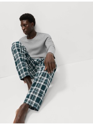 Marks & Spencer Saf Pamuklu Kareli Pijama Takımı