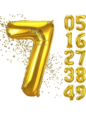 Valor Xesha 7 Yaş Doğum Günü Rakamlı Balon Yaş Günü Gold Renk Uçan Balon 102 cm Doğum Günü ve Parti Dekor