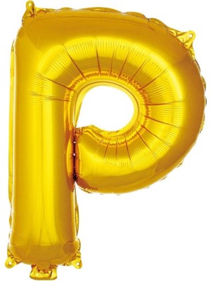 Valor P Harfi 16 Inç Gold Renk Folyo Balon 36 cm (Altın)