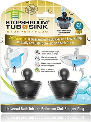 Valor Stopshroom Küvet 2'li Paket Küvet ve Banyo Lavabo Süzgeçleri Için Evrensel Durdurucu, Siyah Fiş 2pk