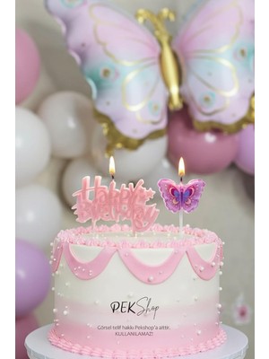 Valor Kelebek Tema Happy Birthday Mum Seti 2li