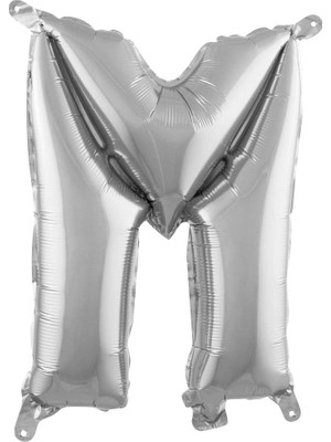 Valor M Harfi 16 Inç Gümüş Renk Folyo Balon 36 cm (Gümüş)