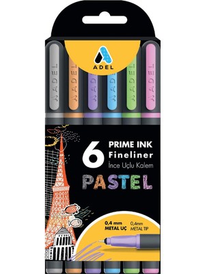 Valor Adel Prime Ink Fineliner 6'lı Pastel Klasik Ince Uçlu Kalem