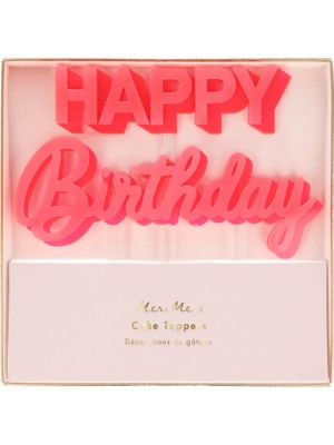 Valor Meri Meri Happy Birthday Pembe Akrilik Pasta Süsü