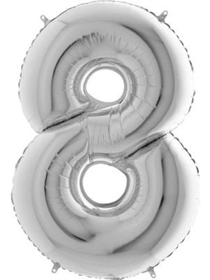 Valor 8 Rakamlı 16 Inç Gümüş Renk Folyo Balon 36 cm (Gümüş)