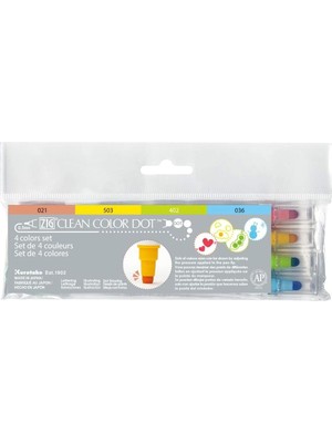 Valor Kuretake KUTC-6100-4V Zig 4 Clean Colour Dot Kalem Seti, Multi, S, 4 Adet