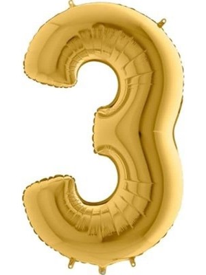 Valor 3 Rakamlı 16 Inç Gold Renk Folyo Balon 36 cm (Altın)