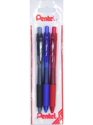 Valor Pentel Energel 0.5 mm Likit Roller Kalem Siyah/mavi/kırmızı 3'lü Set