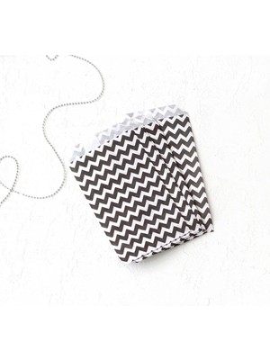 Valor Bimotif Zikzak Desenli 50 Adet Kese Kağıdı, Beyaz-Siyah, 11X20 cm