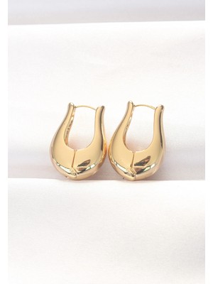 Armüz Pirinç Gold Renk Bombeli Küpe