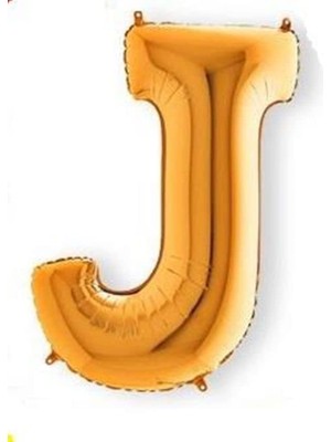 Valor J Harfi 16 Inç Gold Renk Folyo Balon 36 cm (Altın)