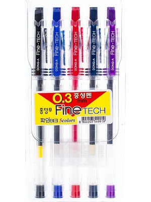Valor Dong-A Fine-Tech Excellent Writing"0.3 mm Gel Ink Pens (5colors) By Dong-A
