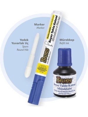 Valor Brons Board Marker Set Mavi (Kalem + Mürekkep + Yedek Uç) [BR-9551]