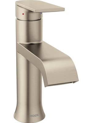 Valor Moen Genta Lx Fırçalanmış Nikel Tek Saplı Tek Delikli Modern Banyo Lavabo Bataryası, Opsiyonel Döşe