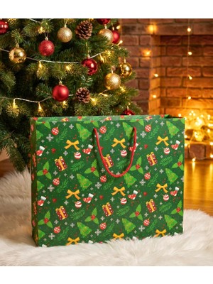 Valor Yılbaşı Temalı Hediye Çantası - Sert Karton Çanta Hediyelik Yüksek Kalite Poşet Noel Konsept Ambala