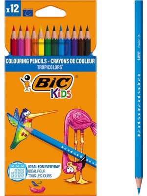 Valor Bic Kids Tropicolors Kuru Boya Kalemi 12 Renk, Kıymık Oluşturmaz, Ağaç Kesilmeden Üretilmiştir, Çiğ