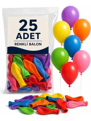 Valor Renkli Balon 25 Li Karışık Renk Parti Doğum Günü Kutlama Özel Günler