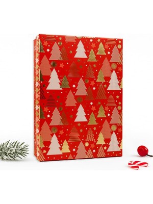 Valor Yılbaşı Hediye Kutusu – 27X19X7 cm Kırmızı Noel Temalı Kapaklı Hediye Kutusu | Dayanıklı Karton, Al