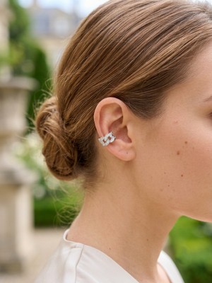Museum Of You Zirkon Taşlı Earcuff Kıkırdak Küpe, Gümüş Renk Kaplama, Kulak Deliği Gerektirmez