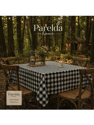 Parelda Home Siyah Ekose Masa Örtüsü 170*170 cm