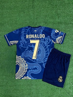 Breathless R.e.a.l Madridd Cristiano Ronaldo Lacivert Dragon Özel Konsept Çocuk Forması
