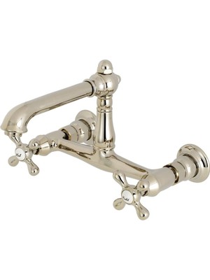 Valor Kingston Brass KS7246AX English Country 20,32 cm Merkez Duvara Monte Gemi Lavabo Musluğu, Cilalı Ni