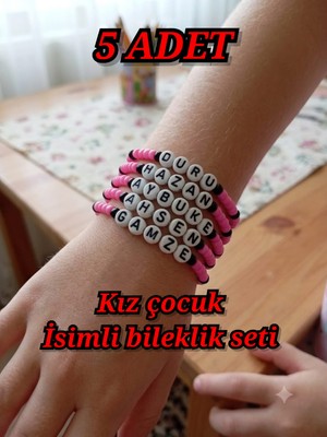 TRENDHAZAN 5'li Avantajlı Paket Isimli Boncuklu Özel Tasarım Ayarlanabilir  Kız Çocuk Bileklik Seti