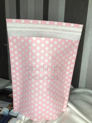 Valor Pembe Beyaz Puanlı Küçük Boy Hediye Torbası Hediye Paketi Bantlı 20X20 cm - 2 Adet (Pembe)