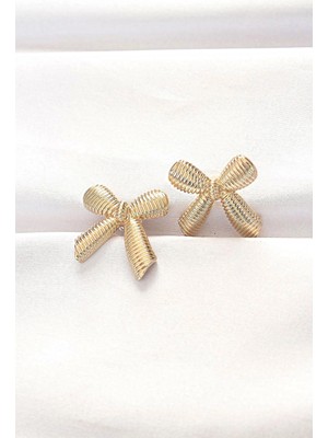 Armüz Pirinç Gold Renk Fiyonk Küpe