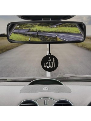 Valor Allah Yazılı Araba Dikiz Aynası Süsü, Siyah Renk, Daire Tasarım