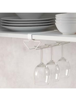 Valor Ikea 29 cm Rafa Takılabilen Kadeh Tutucu Raf Askısı, Çelik, Beyaz