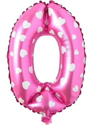 Valor 0 Rakamlı 16 Inç Pembe Kalpli Folyo Balon 36 cm (Pembe)