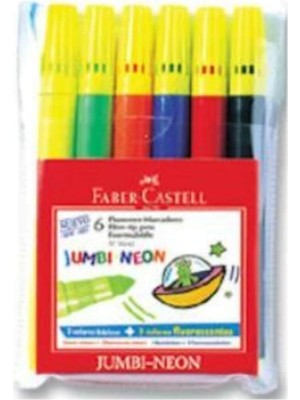 Valor Faber-Castell Jumbi-Neon Floresan Markör, 6'lı, 6 Renk