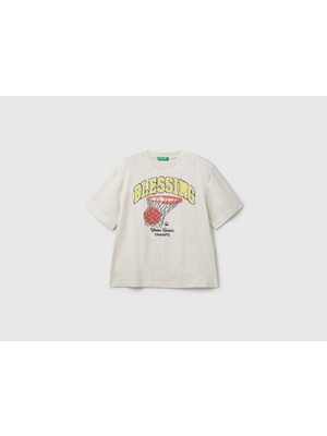  Benetton Erkek Çocuk Slogan Baskılı T-Shirt