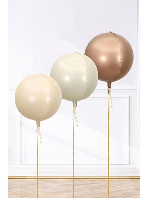Valor P.e.k.shop Retro Küre Folyo Balonlar Seti 3lü Retro Renk Büyük Küre Şekilli Folyo Balon Paketi