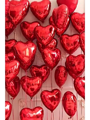 Valor Beysüs Kırmızı Kalp Folyo Balon Parlak 5 Adet 45CM