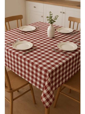 Parelda Home Pembe Ekose Masa Örtüsü 170*170 cm