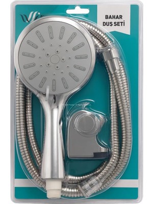Valor Bahar Duş Seti, 3 Fonksiyonlu Akış, 150 cm Krom Spiral Hortum, Kirece, Bükülmeye ve Yüksek Basınca