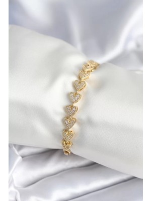 Uslucan Alışveriş Pirinç Gold Renk Kalp Model Kadın Bileklik - TJ-BB7982