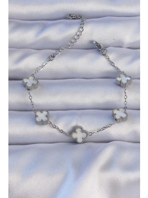 Armüz 316L Çelik Gümüş Renk Sedefli Baby Boy Yonca Model Bileklik